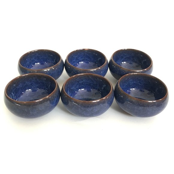 Asian Blue Ice Crackle Glazed Terracotta Teapot and Tea Cup Set - 7 Pieces - Picture 7 of 11